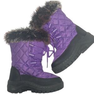 Snow Tec Toddlers Quilted Snow Boots Purple with Faux Fur Trim (5-Toddler)